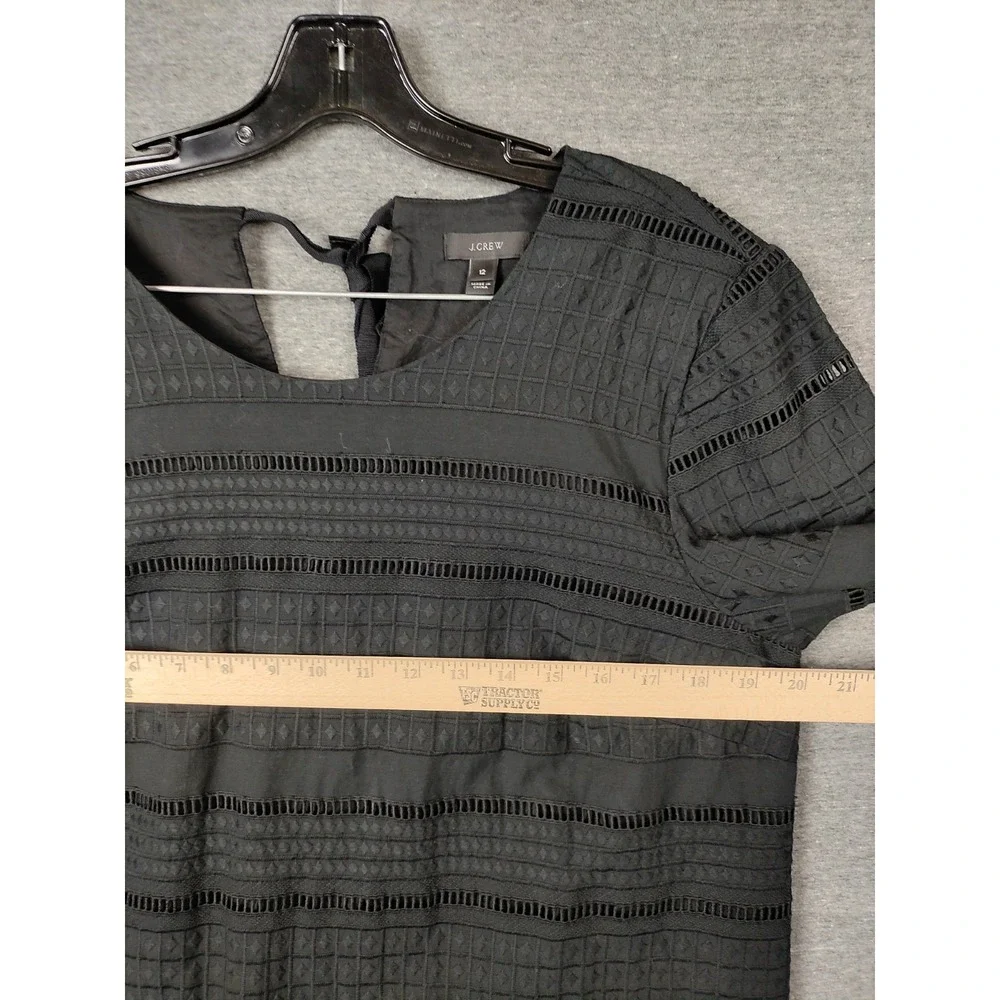 J Crew Womens Dress 12 Black Mini Ruffle Sleeve Eyelet Tea Dress‎ Casual Preppy